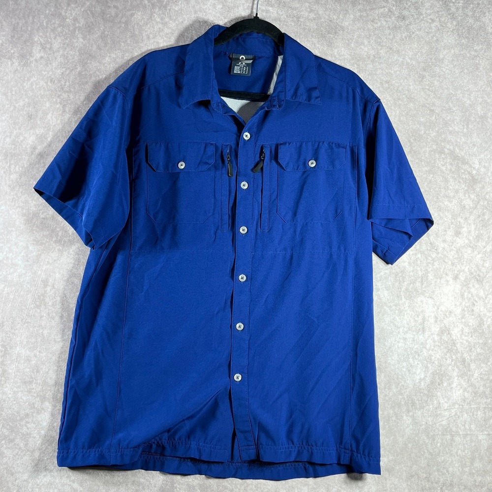 Little‎ Donkey Andy Shirt Mens Medium Blue Button Up Short Sleeve Vented Outdoor